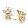 Oro Laminado Stud Earring, Gold Filled Style Star Design, with Pink and White Cubic Zirconia, Polished, Golden Finish, 02.217.0082.6 *PROMO*