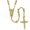 Oro Laminado Thin Rosary, Gold Filled Style Guadalupe and Crucifix Design, Polished, Golden Finish, 09.213.0016.24