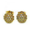 Oro Laminado Stud Earring, Gold Filled Style with White Micro Pave, Polished, Golden Finish, 02.344.0017