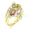 Oro Laminado Multi Stone Ring, Gold Filled Style with Multicolor Cubic Zirconia, Polished, Golden Finish, 01.221.0006.1.08 (Size 8)