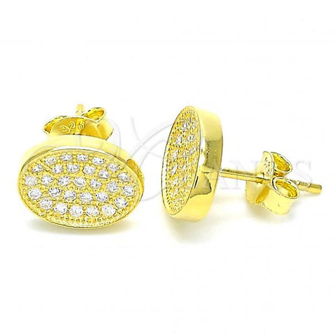 Sterling Silver Stud Earring, with White Cubic Zirconia, Polished, Golden Finish, 02.369.0018.2