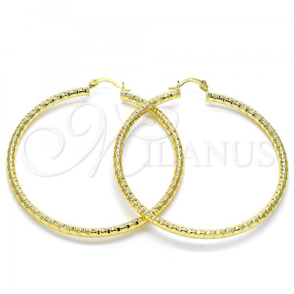 Oro Laminado Large Hoop, Gold Filled Style Diamond Cutting Finish, Golden Finish, 02.213.0150.60