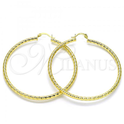 Oro Laminado Large Hoop, Gold Filled Style Diamond Cutting Finish, Golden Finish, 02.213.0150.60