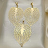 Oro Laminado Earring and Pendant Adult Set, Gold Filled Style Leaf Design, Golden Finish, 5.048.001