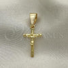 Oro Laminado Religious Pendant, Gold Filled Style Crucifix Design, Polished, Golden Finish, 05.253.0138