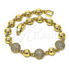 Oro Laminado Fancy Bracelet, Gold Filled Style with White Micro Pave, Polished, Golden Finish, 03.283.0176.07