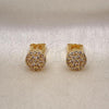 Oro Laminado Stud Earring, Gold Filled Style with White Micro Pave, Polished, Golden Finish, 02.344.0076