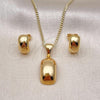 Oro Laminado Earring and Pendant Adult Set, Gold Filled Style Polished, Golden Finish, 10.342.0159