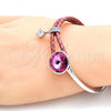 Rhodium Plated Individual Bangle, with Rose Swarovski Crystals and White Micro Pave, Polished, Rhodium Finish, 07.239.0001.3 (03 MM Thickness, One size fits all)