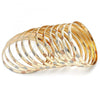 Gold Plated Dozen Bangle, Diamond Cutting Finish, Tricolor, 5.264.002.06 (06 MM Thickness, Size 6 - 2.75 Diameter)
