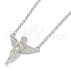 Sterling Silver Pendant Necklace, Angel Design, with White Micro Pave, Polished, Rhodium Finish, 04.336.0012.16