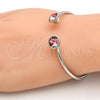 Rhodium Plated Individual Bangle, with Rose Peach Swarovski Crystals, Polished, Rhodium Finish, 07.239.0007.8 (03 MM Thickness, One size fits all)