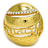 Oro Laminado Multi Stone Ring, Gold Filled Style Chunky Design, with White Crystal, Polished, Golden Finish, 01.241.0013.08 (Size 8)