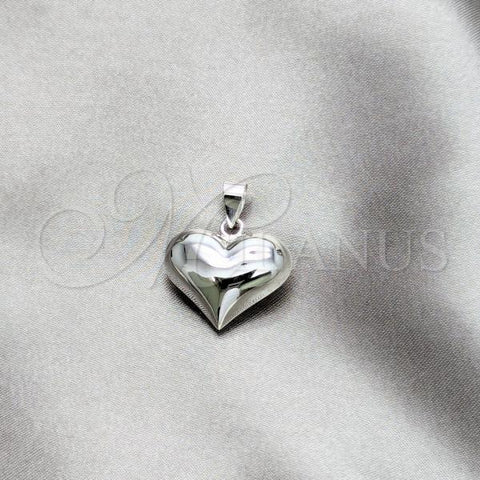 Sterling Silver Fancy Pendant, Heart Design, Polished, Silver Finish, 05.393.0001