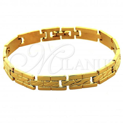 Oro Laminado Solid Bracelet, Gold Filled Style Diamond Cutting Finish, Golden Finish, 5.034.010