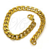 Stainless Steel Basic Bracelet, Curb Design, Polished, Golden Finish, 03.256.0011.08