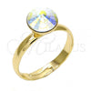 Oro Laminado Multi Stone Ring, Gold Filled Style with Aurore Boreale Swarovski Crystals, Polished, Golden Finish, 01.239.0009.9 (One size fits all)