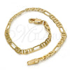 Oro Laminado Basic Bracelet, Gold Filled Style Figaro Design, Diamond Cutting Finish, Golden Finish, 5.222.031.07