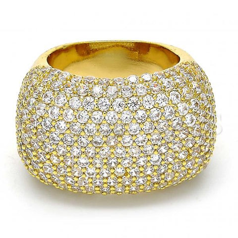 Oro Laminado Multi Stone Ring, Gold Filled Style with White Cubic Zirconia, Polished, Golden Finish, 01.99.0029.09 (Size 9)