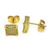 Oro Laminado Stud Earring, Gold Filled Style with White Micro Pave, Polished, Golden Finish, 02.344.0014