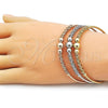 Oro Laminado Trio Bangle, Gold Filled Style Ball Design, Polished, Tricolor, 07.282.0018