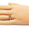 Oro Laminado Multi Stone Ring, Gold Filled Style Cluster Design, with Ruby and White Cubic Zirconia, Polished, Golden Finish, 01.196.0041