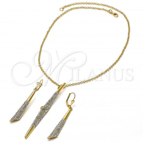 Oro Laminado Necklace and Earring, Gold Filled Style with  Micro Pave, Golden Finish, 06.59.0103