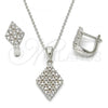 Sterling Silver Earring and Pendant Adult Set, with White Cubic Zirconia, Polished, Rhodium Finish, 10.175.0064