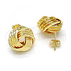 Oro Laminado Stud Earring, Gold Filled Style Chunky Design, Polished, Golden Finish, 02.63.2380