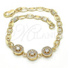 Oro Laminado Fancy Bracelet, Gold Filled Style with White Cubic Zirconia, Polished, Golden Finish, 03.233.0028.08