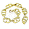 Oro Laminado Basic Bracelet, Gold Filled Style Puff Mariner Design, Polished, Golden Finish, 04.362.0042.08