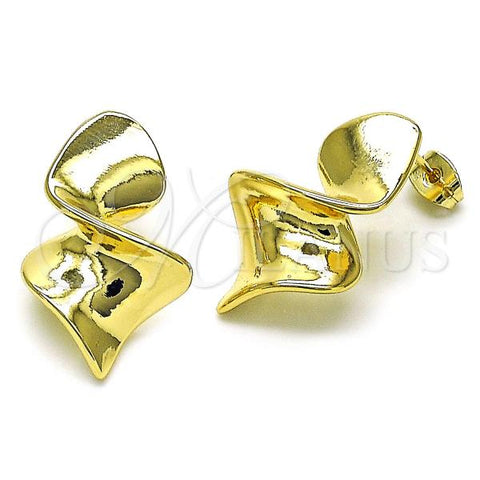 Oro Laminado Stud Earring, Gold Filled Style Polished, Golden Finish, 02.213.0659