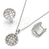 Sterling Silver Earring and Pendant Adult Set, with White Cubic Zirconia, Polished, Rhodium Finish, 10.175.0044