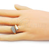 Oro Laminado Multi Stone Ring, Gold Filled Style with White Micro Pave, Polished, Golden Finish, 01.283.0051