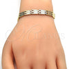 Oro Laminado Solid Bracelet, Gold Filled Style Polished, Tricolor, 03.102.0035.07