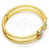 Gold Tone Individual Bangle, with White Crystal, Polished, Golden Finish, 07.252.0013.04.GT (10 MM Thickness, One size fits all)