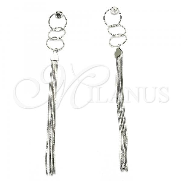 Sterling Silver Long Earring, Polished, Rhodium Finish, 02.186.0175.1