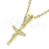 Oro Laminado Religious Pendant, Gold Filled Style Crucifix Design, Polished, Golden Finish, 05.253.0137