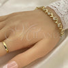 Oro Laminado Fancy Bracelet, Gold Filled Style Dolphin Design, with White Micro Pave, Polished, Golden Finish, 03.210.0152.08