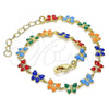 Oro Laminado Fancy Bracelet, Gold Filled Style Butterfly Design, Multicolor Enamel Finish, Golden Finish, 03.386.0010.07