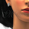 Sterling Silver Earring and Pendant Adult Set, with White Cubic Zirconia, Polished, Rhodium Finish, 10.175.0023