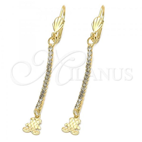Oro Laminado Long Earring, Gold Filled Style Teddy Bear Design, with  Cubic Zirconia, Golden Finish, 5.069.001