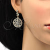 Oro Laminado Earring and Pendant Adult Set, Gold Filled Style with White Crystal and White Micro Pave, Polished, Golden Finish, 10.314.0004