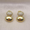 Oro Laminado Stud Earring, Gold Filled Style with White Micro Pave, Polished, Golden Finish, 02.341.0191