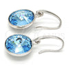 Rhodium Plated Dangle Earring, with Aquamarine Swarovski Crystals, Polished, Rhodium Finish, 02.239.0001.9