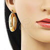 Oro Laminado Medium Hoop, Gold Filled Style Hollow Design, Diamond Cutting Finish, Golden Finish, 02.163.0145.40
