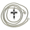 Rhodium Plated Pendant Necklace, Cross Design, with Black Cubic Zirconia, Polished, Rhodium Finish, 04.284.0015.6.22