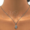 Sterling Silver Earring and Pendant Adult Set, with White Cubic Zirconia, Polished, Rhodium Finish, 10.175.0023