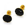 Stainless Steel Stud Earring, with Black Crystal, Polished, Golden Finish, 02.271.0007.7