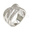 Rhodium Plated Multi Stone Ring, with White Micro Pave, Polished, Rhodium Finish, 01.217.0003.1.07 (Size 7)